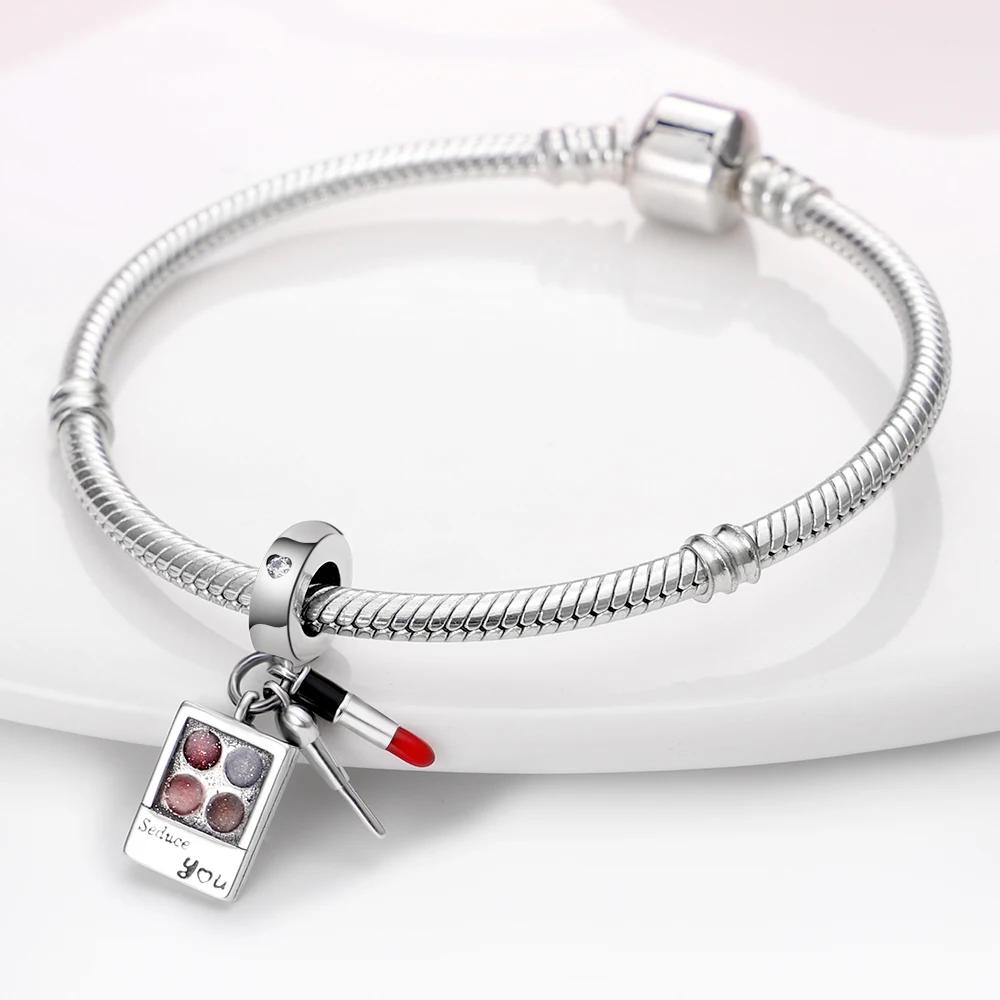 Charm-Perlen Charms Plata Lippenstift Lidschatten Perlen Charms Kompatibel Mit Authentischen Armbändern Charm-Perlen Charms für Frauen Schmuck Do It Yourself Mak