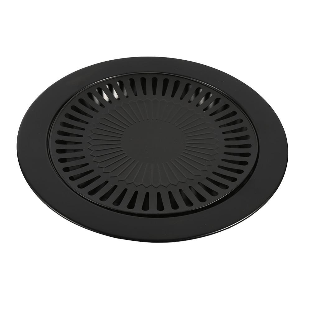 Nonstick BBQ Grill Pan Round Grill Rack Reusable Korean BBQ Grill Pan Indoor Outdoor BBQ