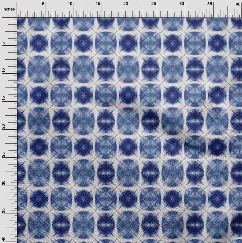oneOone Baumwoll-Popeline Indigoblauer Stoff Geometrischer Shibori Kleiderstoff Bedruckter Stoff Meterware 42 Zoll