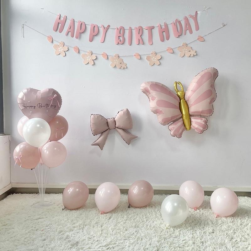 1/10 Peças Balões de Aniversário Decoração em Formato de Coração Alumínio Filme de Borboleta Balões Suprimentos para Festa Casamento Dia dos Namorados Decoração