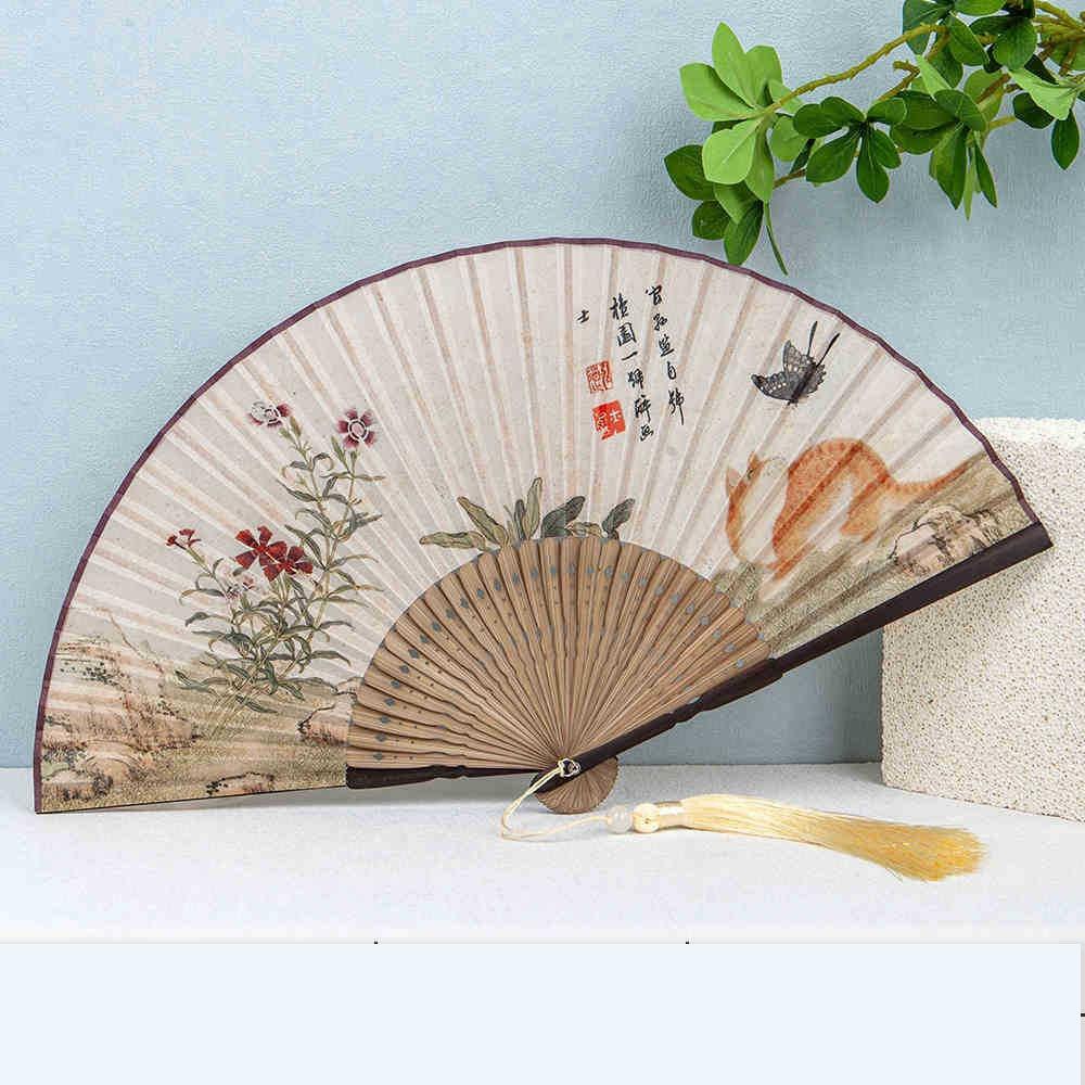 

Традиционный ремесленный ручной веер бамбуковый каркас ручной веер для танцев ханьфу украшение для дома ремесло Style2