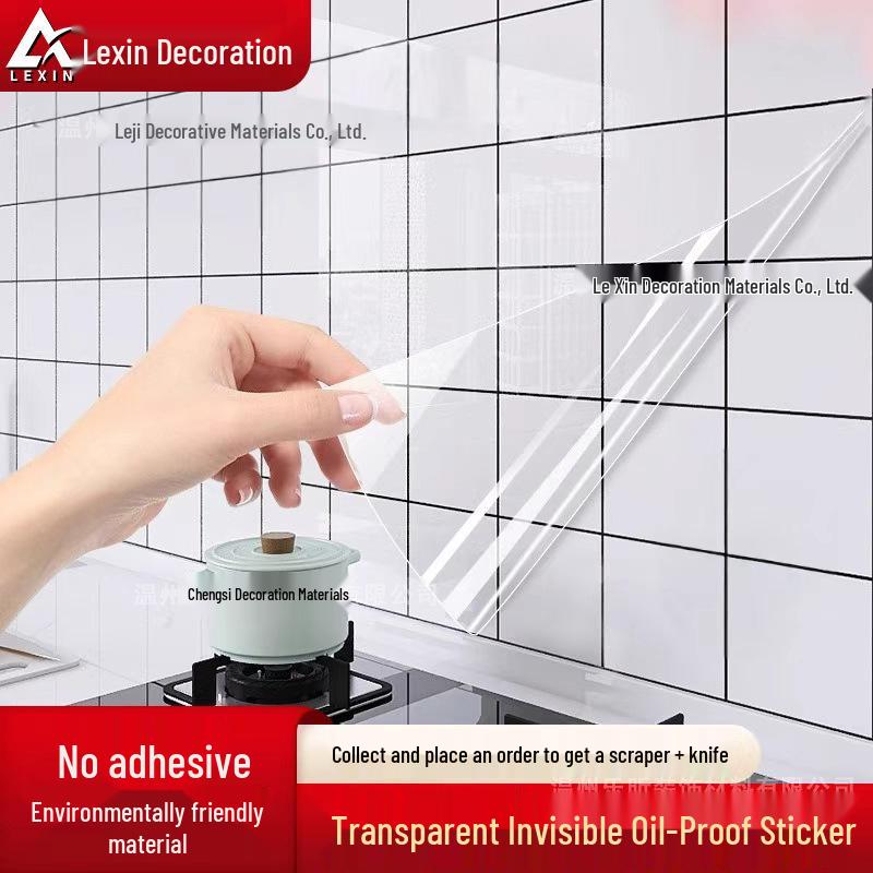 

Статические Прозрачные Маслостойкие Высокотемпературостойкие Самоклеящиеся Водонепроницаемые Наклейки на Стену для Кухни 60CM x 2M [with Tools]