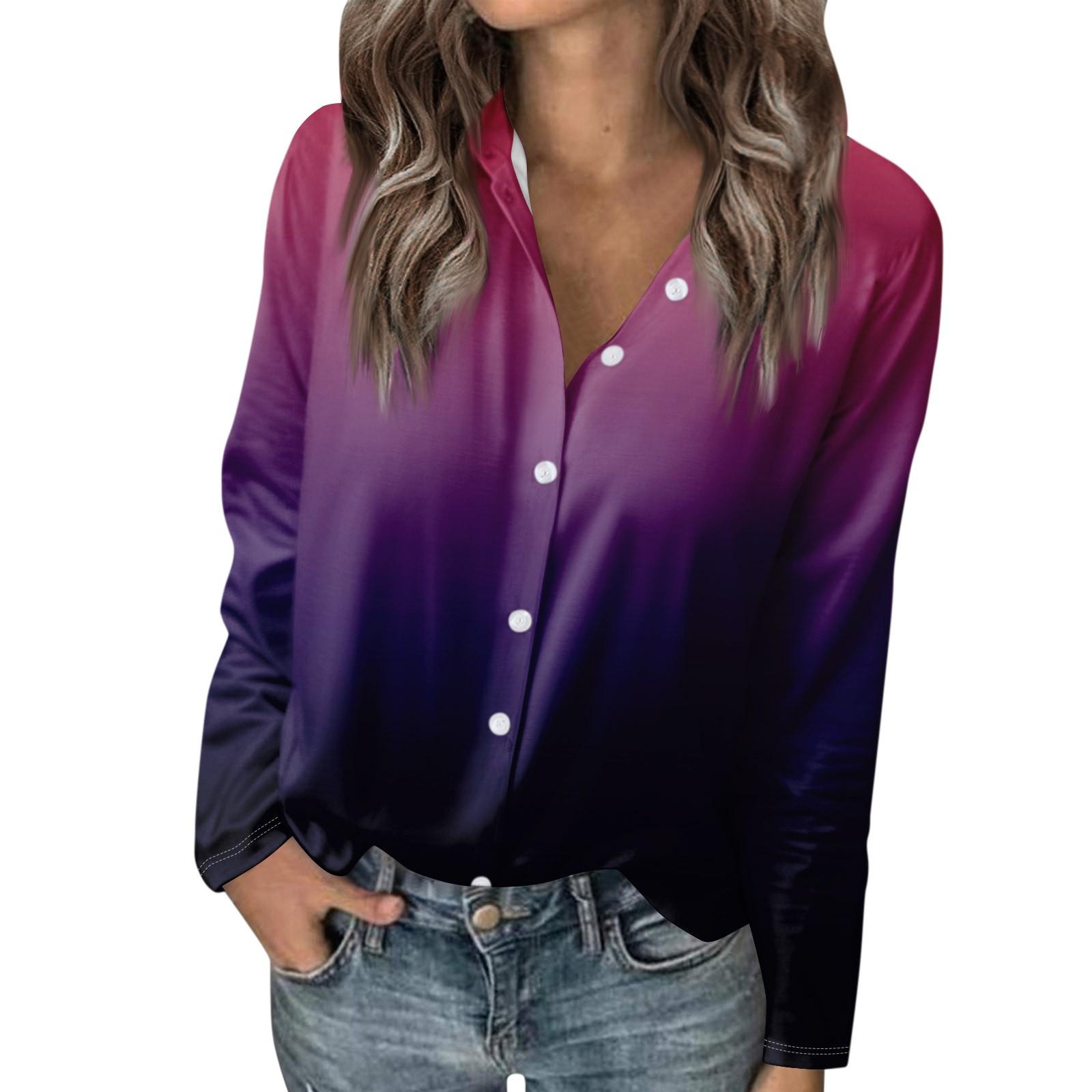 

Женская футболка с принтом, женская рубашка на пуговицах с длинным рукавом, блузка, повседневные топы горячий розовый