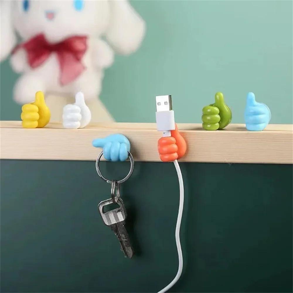 2pcs Hand-shaped Rubber Holder Multifunctional Self Adhesive Mini Hook for Car Wire Data Line Glasses Keys Tower Organizer Hooks
