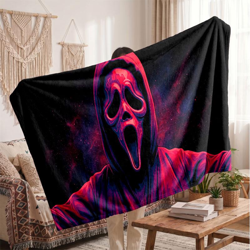 Warm Flannel BlanketScream Ghostface Soft Cozy Throw Blanket for Bedroom Couch