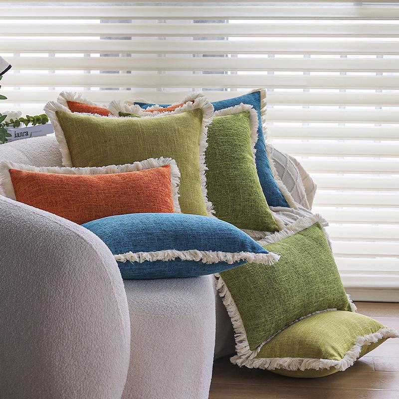Husă de pernă de canapea din in gros, culoare solidă, pernă, pernă pentru living, pernă de spate, mașină, hotel, pernă pentru talie