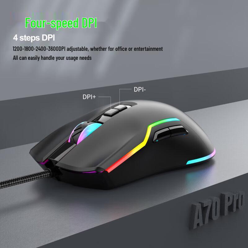 DELONG A70 Pro 7-Button RGB Gaming Mouse