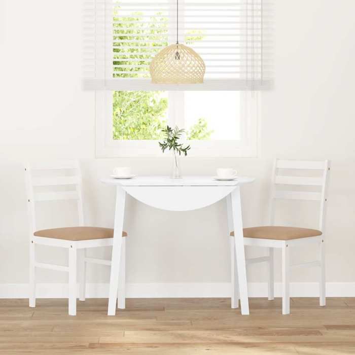 VidaXL Chaises à manger coussins 2 pcs blanc bois massif caoutchouc, chaise à dîner, chaise, chaise de salon, chaises à 4102424