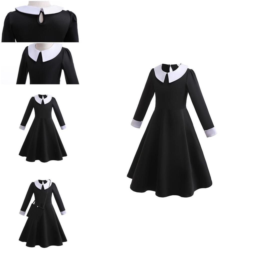 New Kids Long Sleeve Dress Adam's Family Cosplay Princess Style
