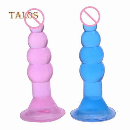 Unisex Pleasure Flexible Beads Anal Sex Toy Butt Plug Insert with Suction Cup Stimulator Massager