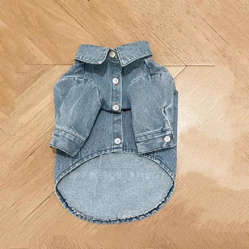 

Winter Dog Clothes Denim Jeans Coat Jacket Schnauzer Clothing Pomeranian Poodle Bichon Frise Shiba Inu Dog Costume Pet Apparel S синий