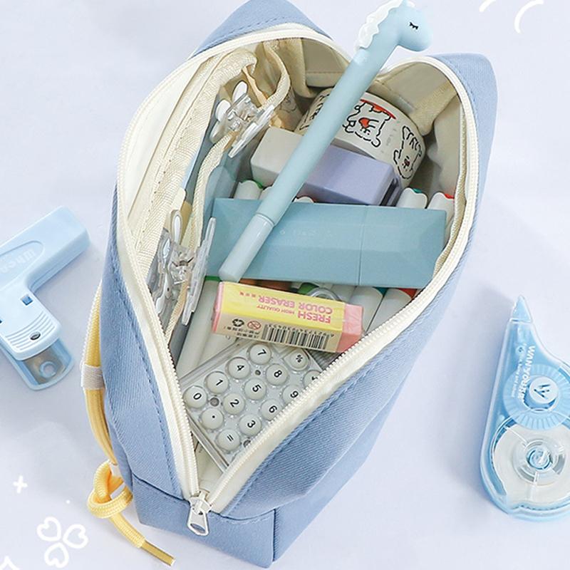 Retro Plaid Cute Dog Pencil Case – Large Capacity Kawaii Accessories Supplies Organizer – Trendy Pen Pouch