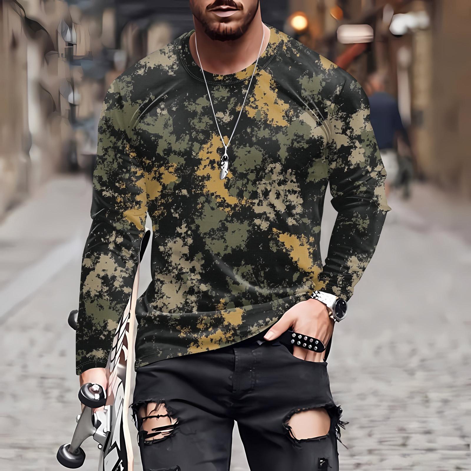 

Муж. Футболка Круглый вырез Одежда Одежда На открытом воздухе Длинный рукав С принтом Модельер Винтаж M