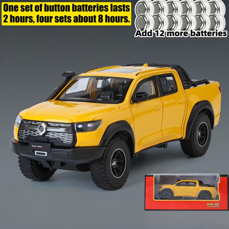 1:24 Great Wall Motor POER Pickup Alloy Diecast Off-road Vehicles Car Model Outdoor Display Collection Ornaments Birthday Gifts