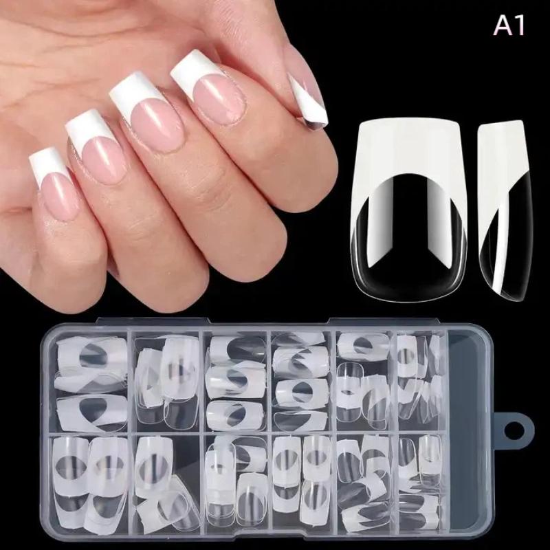 120Pcs French Press On Nails Full Cover Almond False Nail Tips Removable Armor Mixed Size Diy Accessories Nail Salon