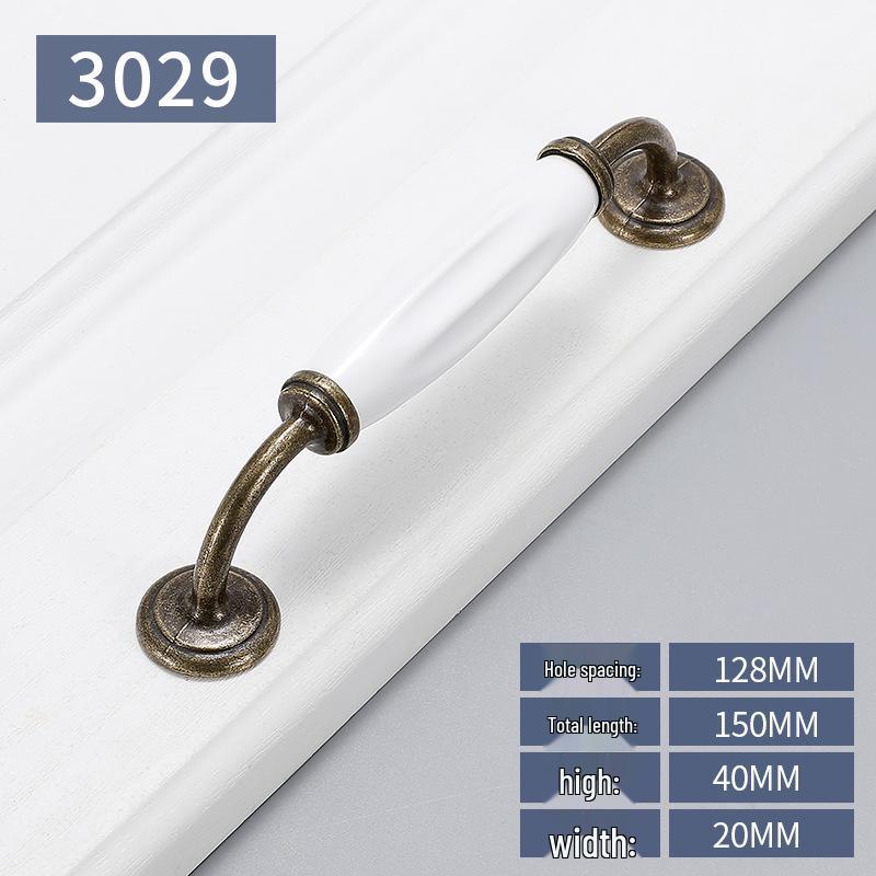 Antique Bronze & White Ceramic Cabinet Handle - European Style for Wardrobe, Drawer, Shoe Cabinet, Wine Cabinet, and Kitchen Doors.