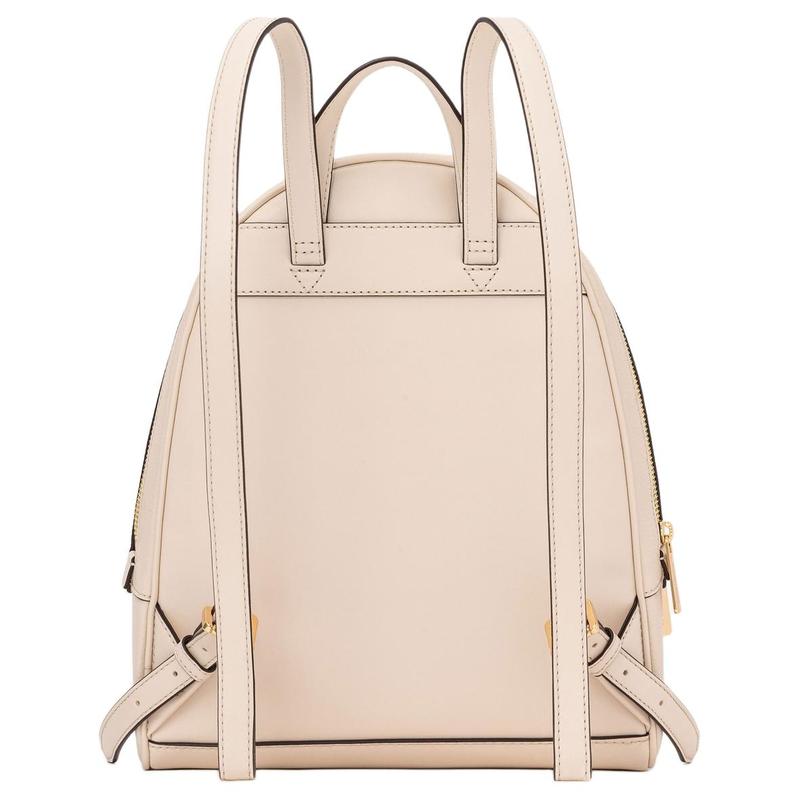 MICHAEL KORS Rhea Zip Classic Simple Design Metal Logo LOGO Large Capacity Cowhide Backpack Medium Women's Light Cream