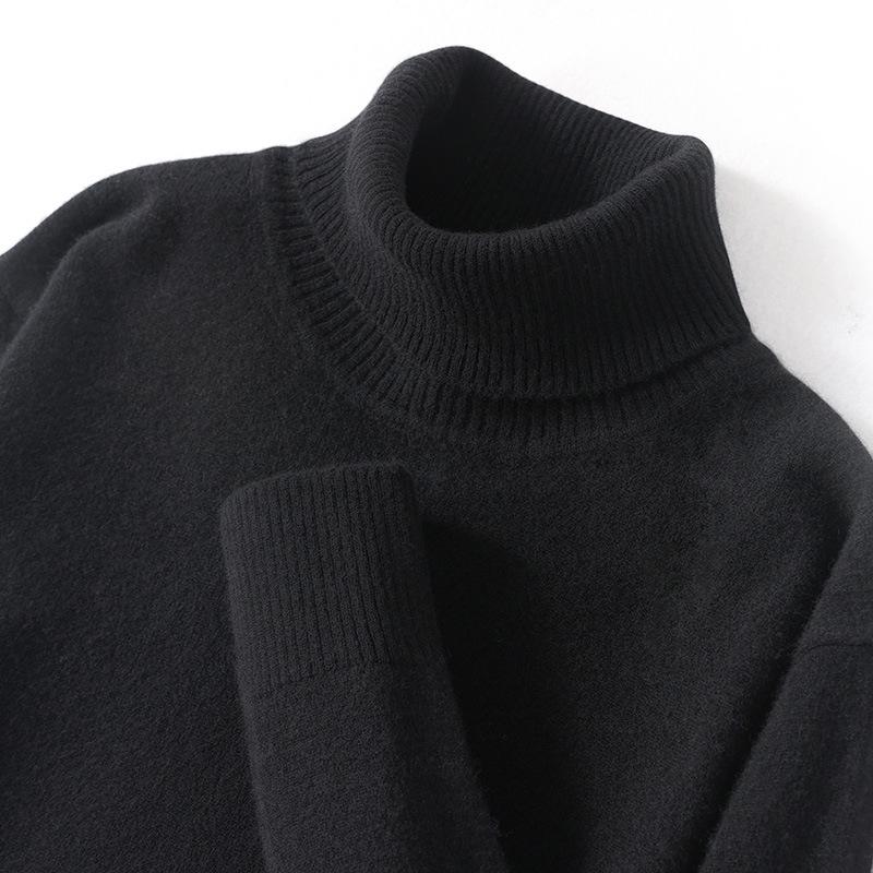 

Men s Slim Fit High Neck 100% Pure Wool Knit Sweater - Korean Style Autumn/Winter M