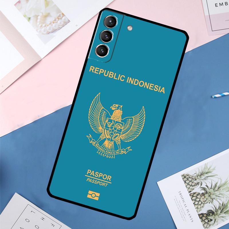 Indonesia Passport Flag Map Case For Samsung Galaxy S25 Ultra S21 S22 S24 S23 Ultra S9 S10 Plus S21 FE S25 FE Back Cover