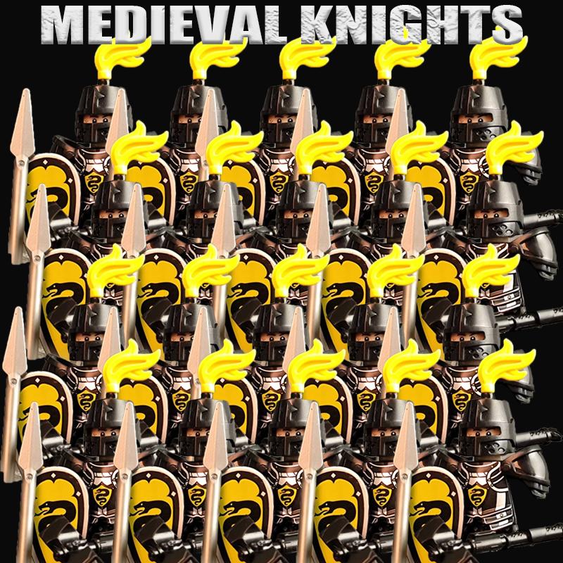 Medieval Military Soldier Series Building Blocks Castle Black Eagle Green Dragon Knights Figures Militia Accessories Bricks Toys