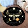1pc Witchy Moon Phases Rug - Death Moth Pattern, Round Rug for Living Room, Bedroom Chair Cushion Decoration, Crystal Velvet