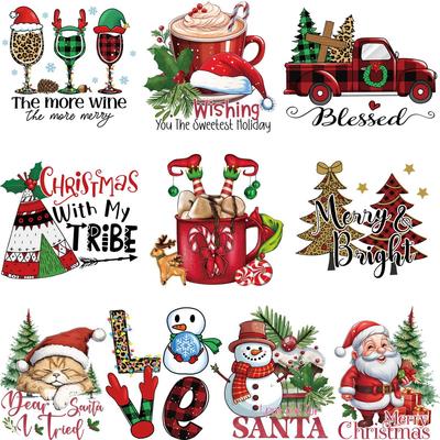 Winter Snow Doll Iron Patches, Christmas Tree Vinyl Stickers, Cars, Clothes, Hooded Sweatshirts, Heat Transfer, Diy T-shirts