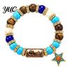 Daily Wear Fashion Accessory Stretch Deer Beaded Bracelet, Retro Animal Bead Owl Bull Skull Casual Jewelry Elastic Boho Bracelet for Women,