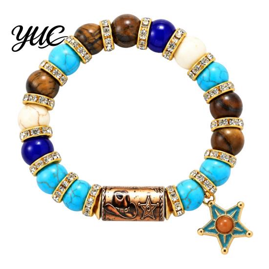 Daily Wear Fashion Accessory Stretch Deer Beaded Bracelet, Retro Animal Bead Owl Bull Skull Casual Jewelry Elastic Boho Bracelet for Women,