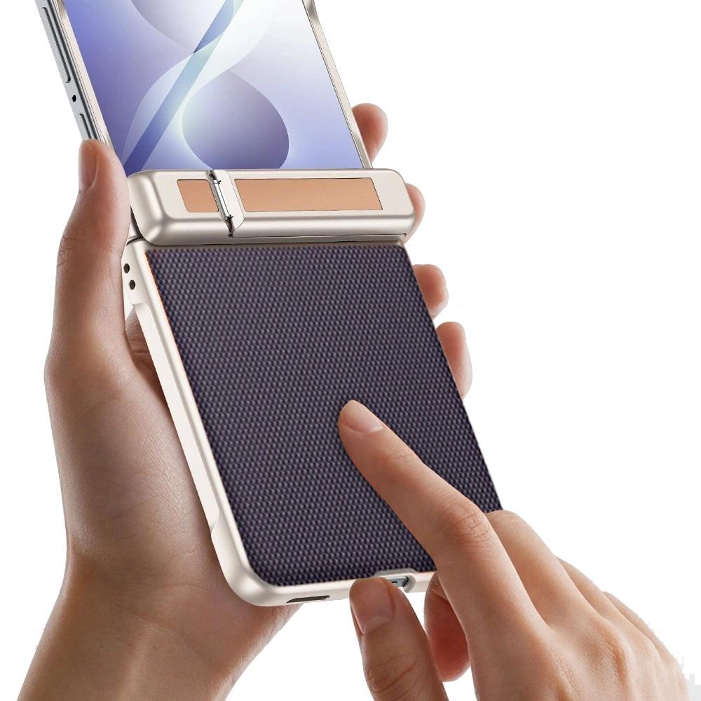 Samsung Galaxy Z Flip 8 Hülle, Scharnier-Ständer, mit Glas für äußeren Bildschirm, Lila