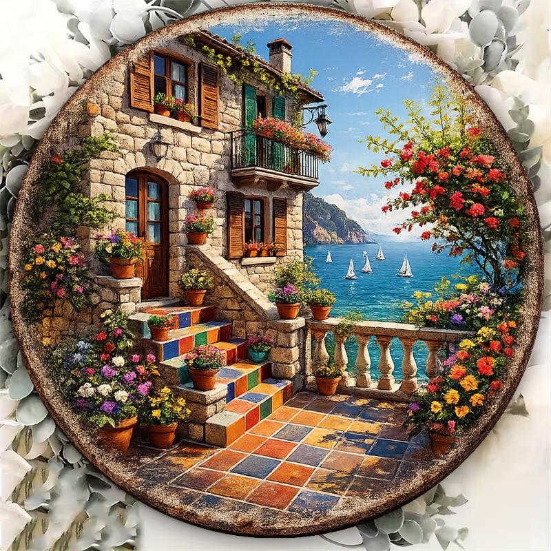 CIFBUY Vintage Mediterranean Aluminum Wall Art Waterproof Durable Coastal Patio Decor
