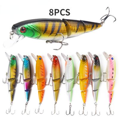 8PCS Three Section Sunken Fish Bait with Sequin Hard Bait 11.5cm/15g
