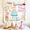 Cartoon Character Strawberry Cake Birthday Tapestry Wall Hanging Home Decor for Bedroom Living Room Happy Birthday