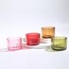 Transparent Glass Aromatherapy Candlestick Holder Colorful Vertical Pattern Retro Design for Home Decoration Empty Candle Cup