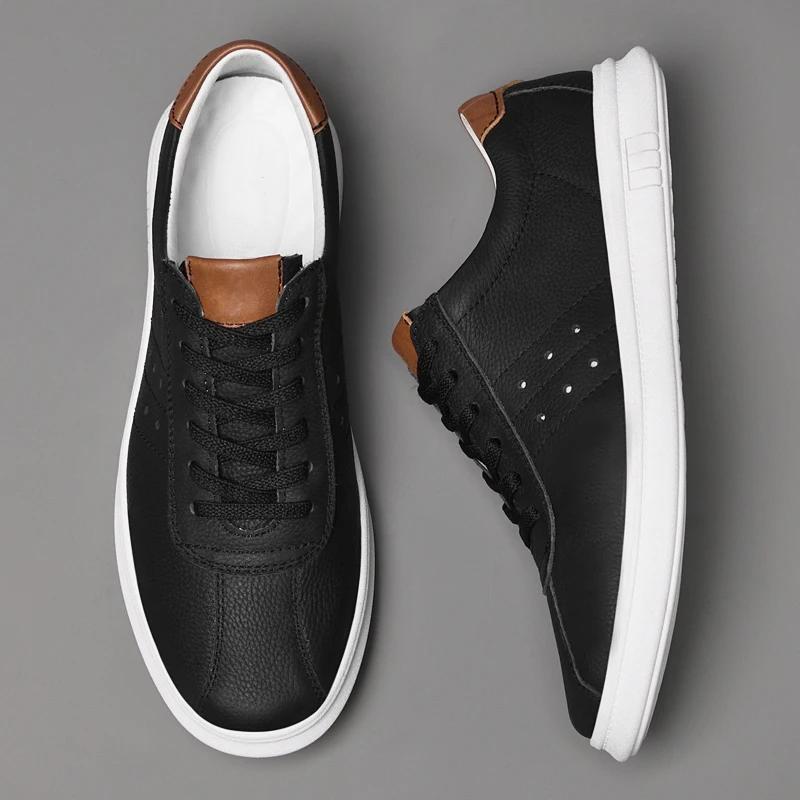 Fashion Luxury Brand Men Shoes Tenis Masculino Lace Up Sneakers Man Genuine Leather Casual Shoes For Men Comfortable Walking Board Shoes