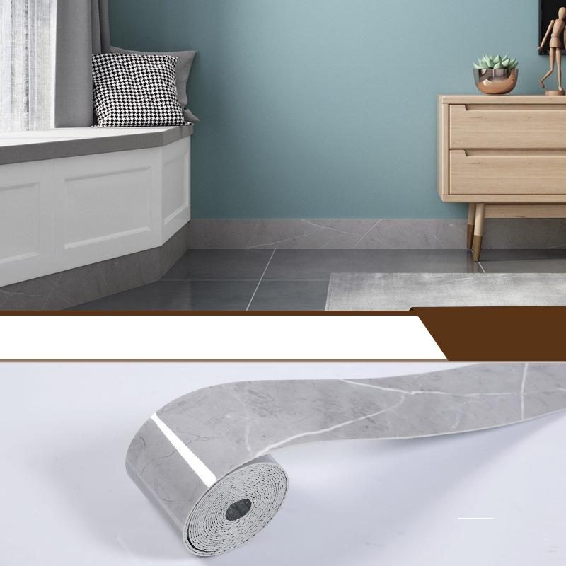 1PC 5mX10cm Self-adhesive Border Floor Stickers for Living Room Skirting Line Waterproof Waist Line Wallpaper