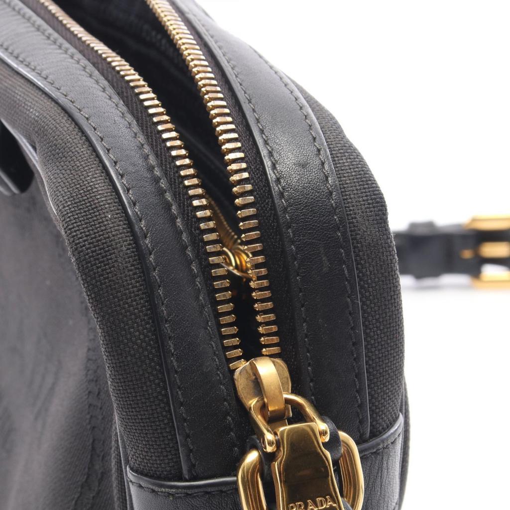 Used PRADA TESSUTO SOFT CALF Shoulder Bag 1BH089 canvas leather Black Used Women
