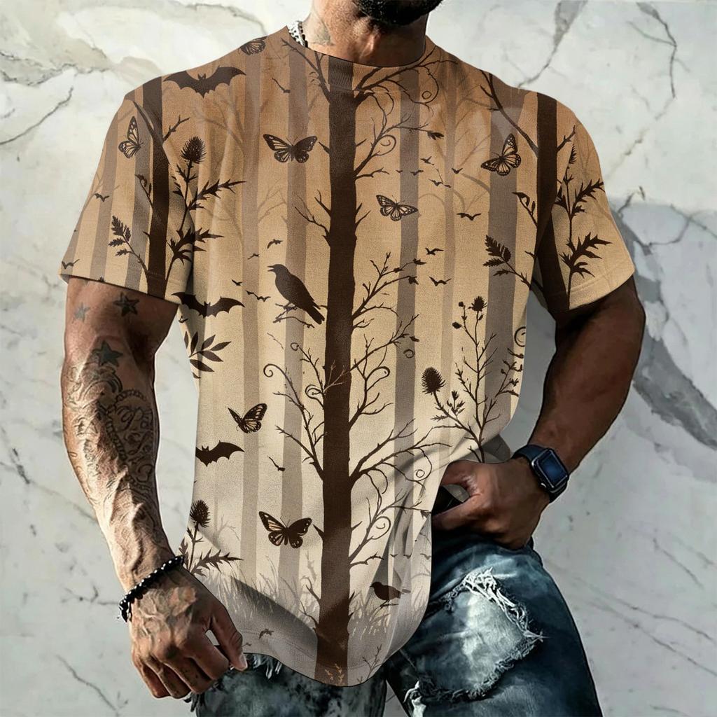 Men's Halloween Vintage Graphic T Shirt Loose Fit Breathable Short Sleeve Casual Streetwear Summer Top Comfortable Daily Wear