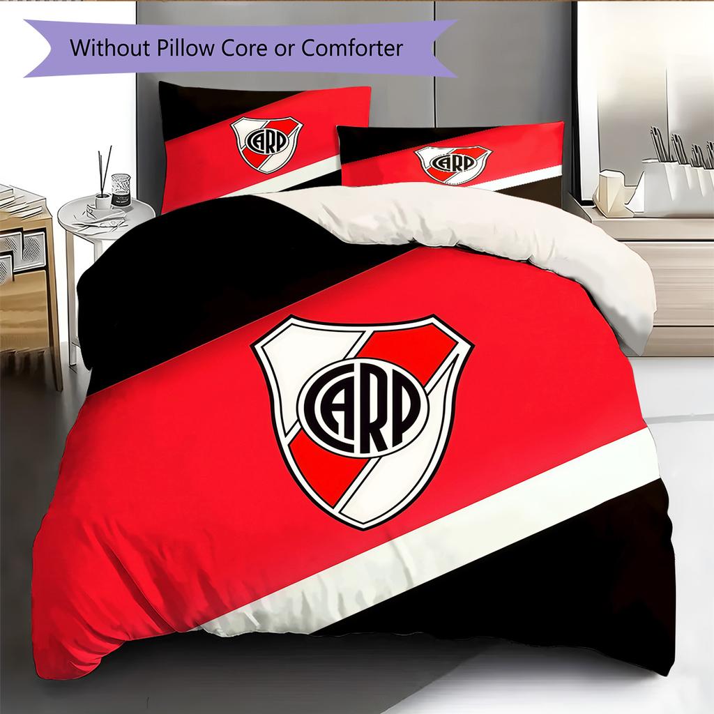Club Atletico River Plate2 Pattern Bedding Quilt Set Home Decoration Gift (1 * Duvet Cover + 2 * Pillowcase Without Core)