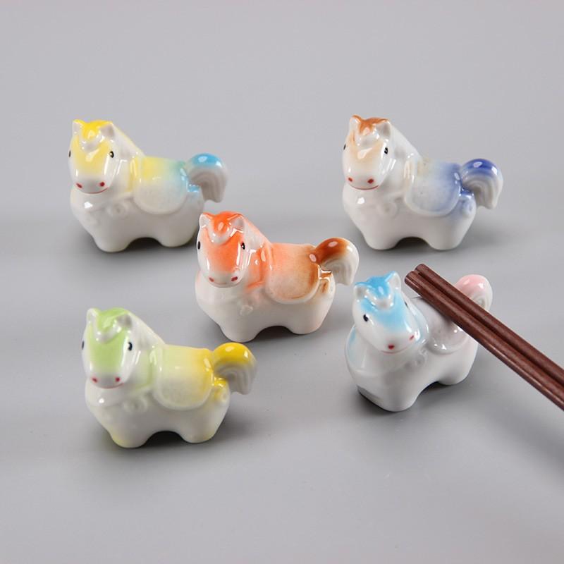 Ceramic Chopsticks Pillow Cartoon Chinese Zodiac Horse Chopstick Rest Home Decoration Chopsticks Chopsticks Holder Spoon Holder