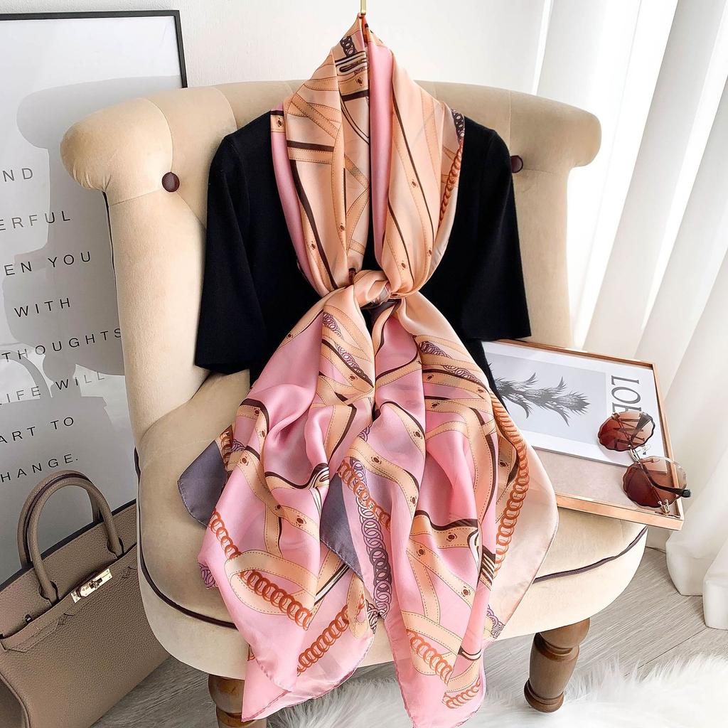 new 180*90cm fashion muffler Women Silk Winter Scarf Luxury Design Print Lady Beach Shawl Fashion Smooth Foulard Female Hijab