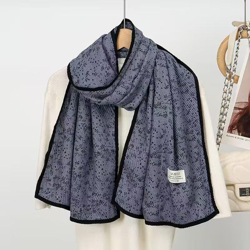 Retro Floral Cotton-Linen Scarf: Versatile Shawl for Spring & Autumn - Korean Style Neck & Shoulder Protection