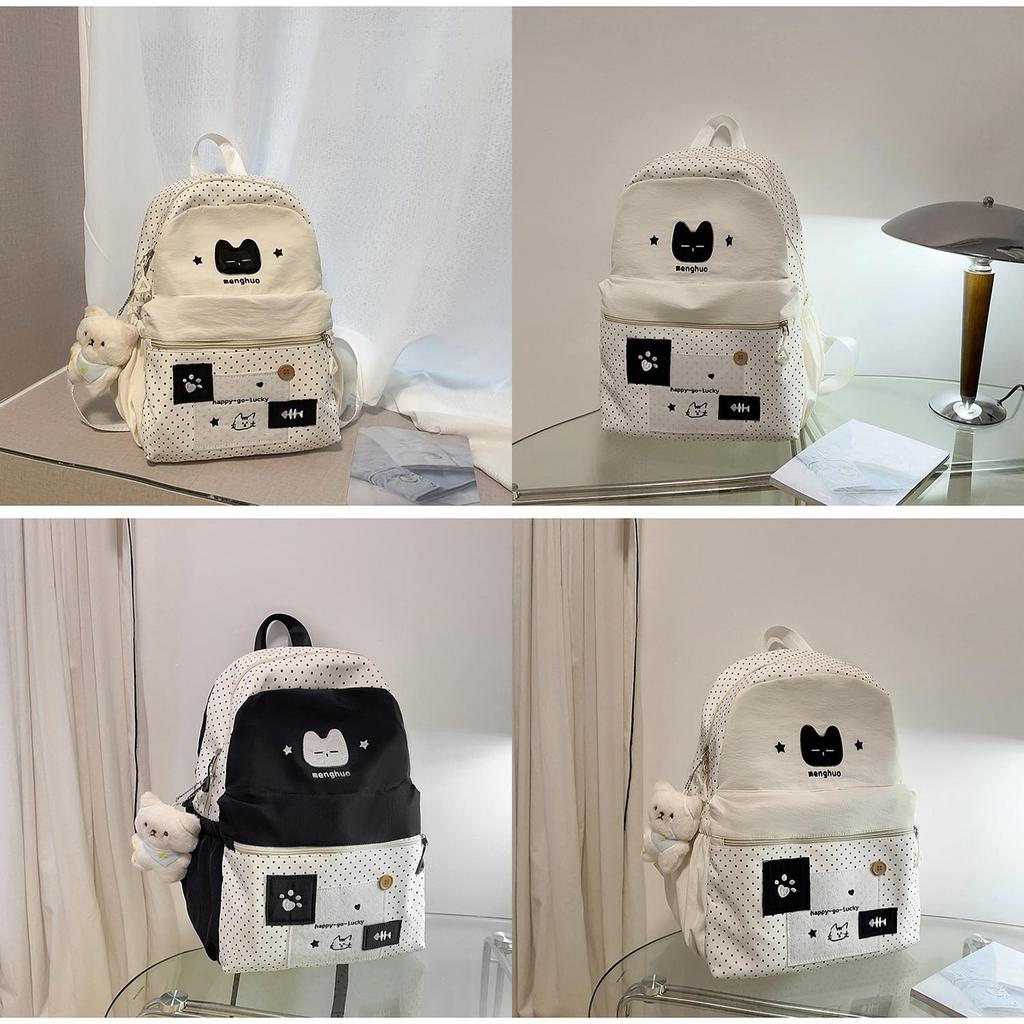 Süßer Katzen-Punkt-Rucksack Für High-School-Mädchen Nylon-Schultasche