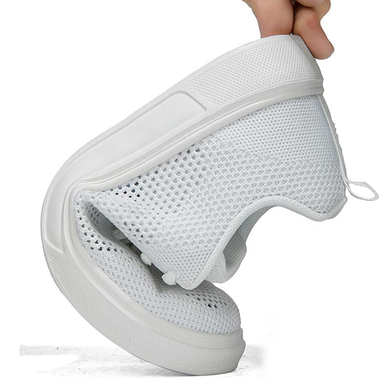 Summer pure black fly-woven sports shoes hollow breathable mesh shoes super light soft sole not tired feet mother shoes