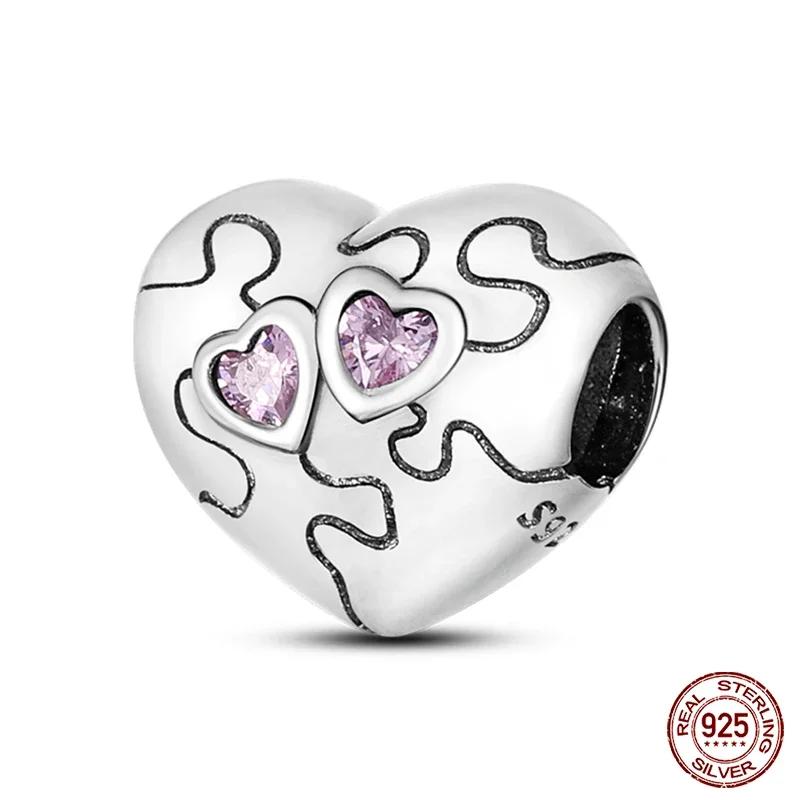 New Copper Romantic Heart Series Charms Beads Fit Original Bracelet Diy Mother'S Day Jewelry Gifts