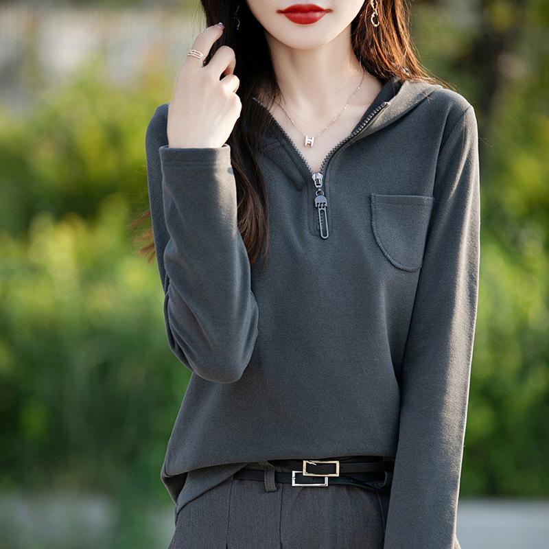 

Теплый осенне-зимний вязаный свитер с капюшоном, двусторонним вельветом и молнией XL