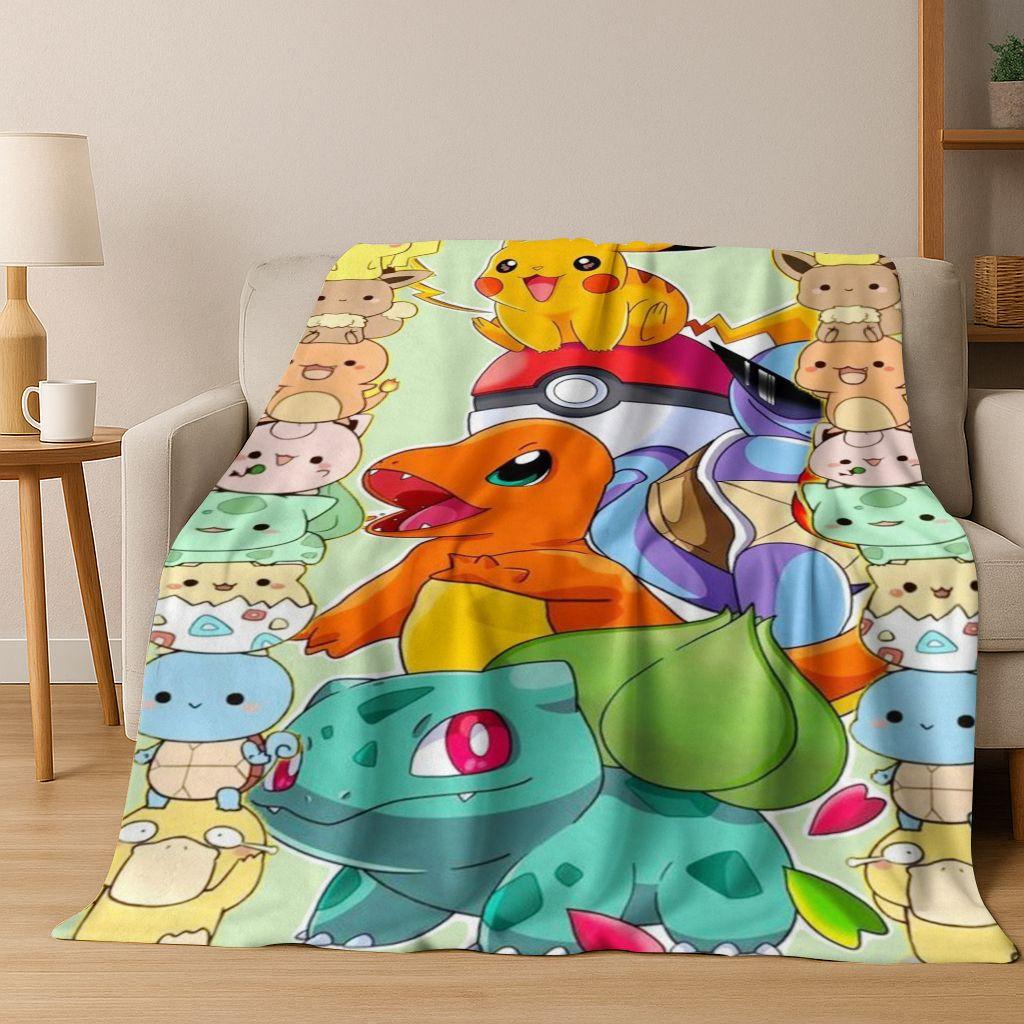 3D Пикачу Покемон Монстр Эльф Ребенок Фланелевое Одеяло Мягкое Теплое Одеяло для Спальни Гостиной Кровати Путешествия Кемпинга Пикника Подарок 70x100cm