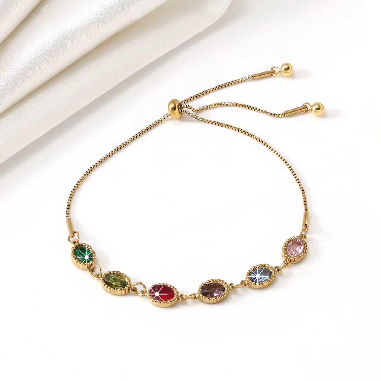 Браслет с цирконом в форме слезы дофамина: Яркий разноцветный дизайн с кубиками сахара