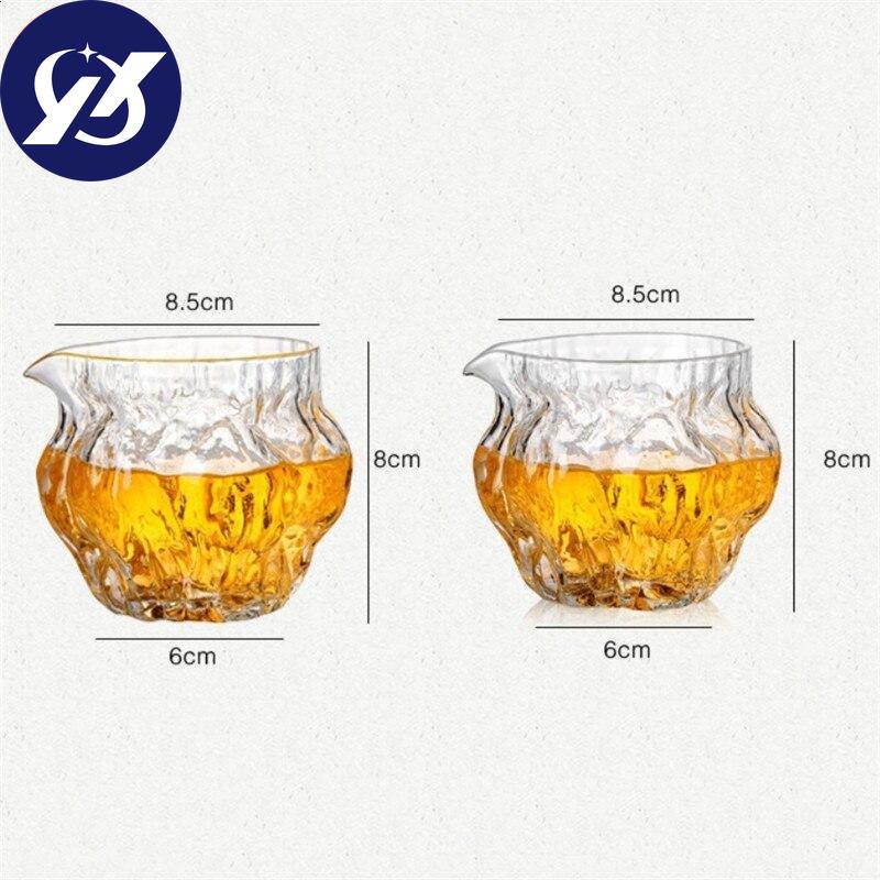 Japanese Glass Tea Infusers Pitcher Heat Resistant Hammered Kung Fu Chahai Transparent Teacup Office Teaware