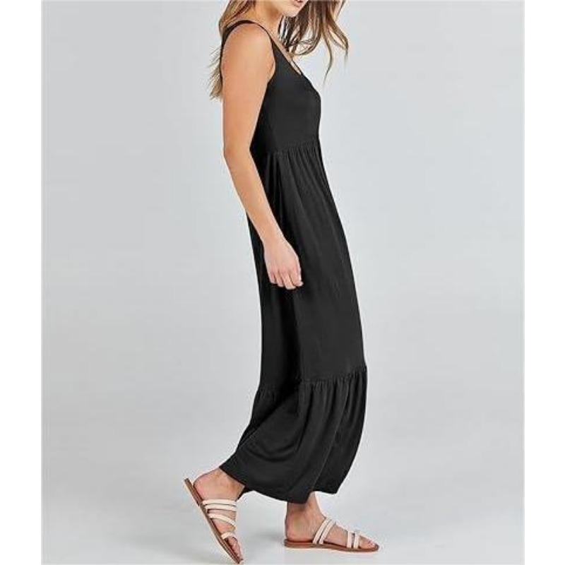 YYFS Abiti casual senza maniche con bretelle, a tinta unita, con stampa, da donna, estivi e primaverili