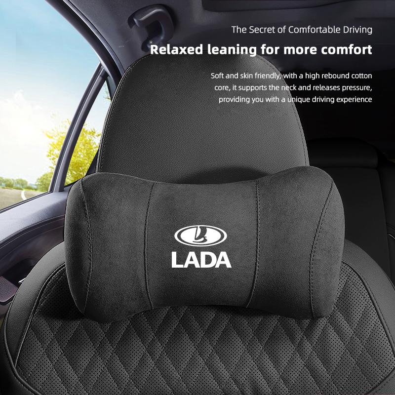 Suede Headrest Car Breathable Memory Foam Neck Pillow For Lada Niva 2107 Xray Vesta Priora Granta Kalina Samara Largus 2106 NN34